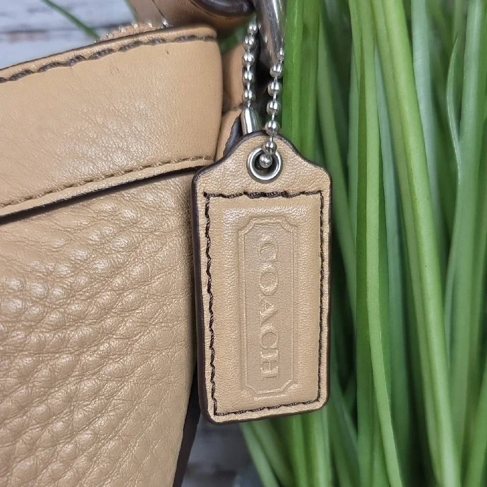 COACH F12321 MADISON BAG TAN BROWN BAMBOO PEBBLED DUFFLE BOHO HOBO PURSE‎
